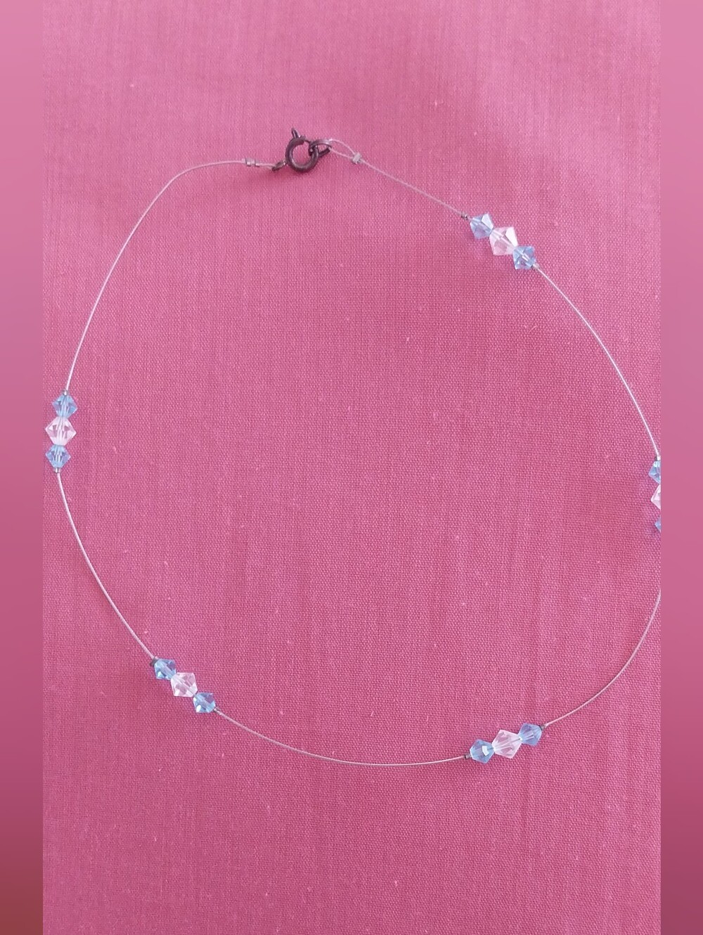 Delicate Blue Crystal Station Necklace
